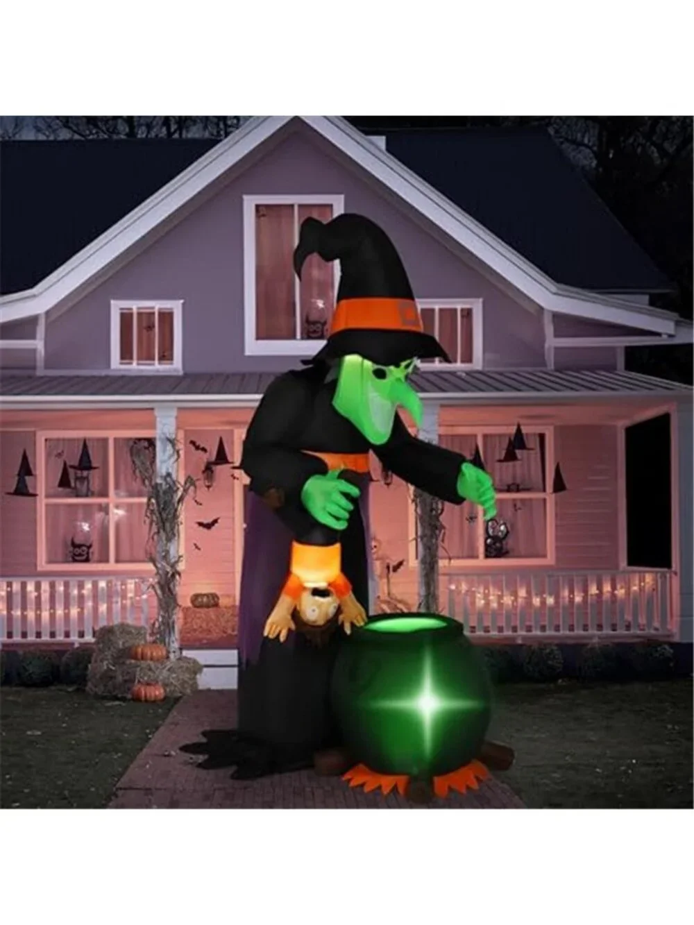JOYIN 7FT Halloween Witch Animated Inflatable Decoration Witch Swinging Child